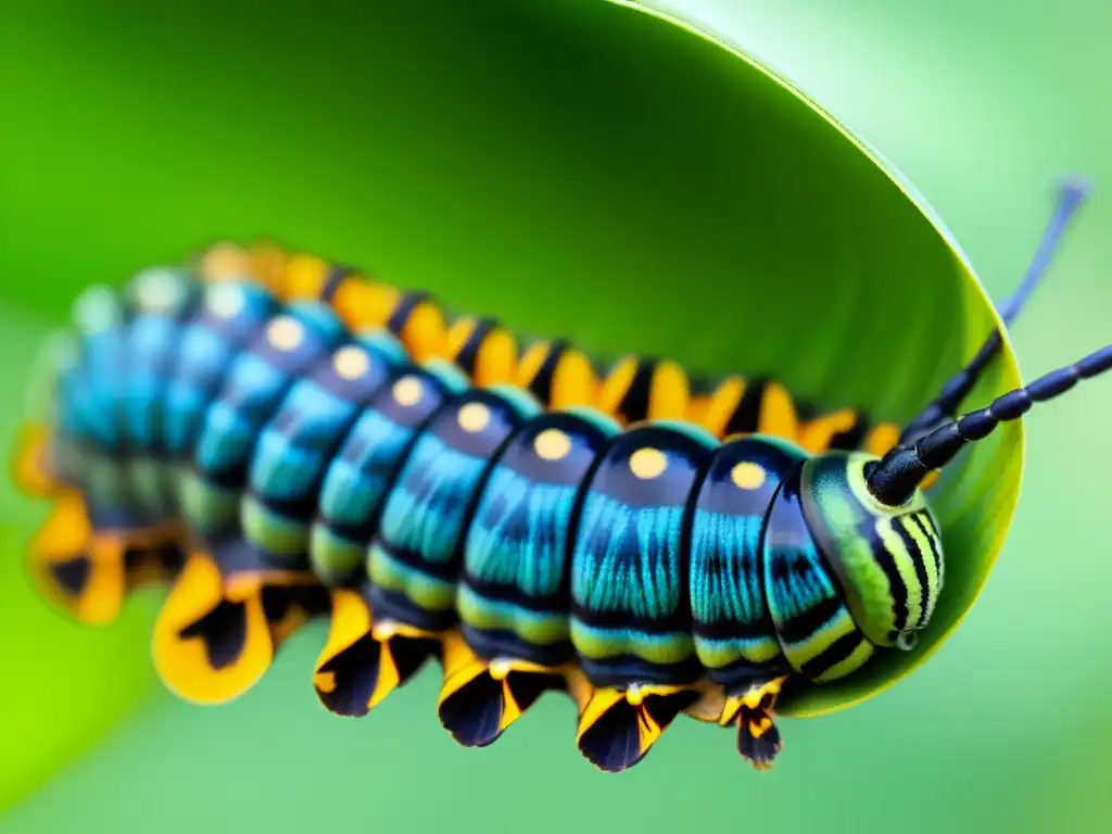 Proceso de metamorfosis de una oruga a mariposa, resaltando la importancia de la metamorfosis en insectos