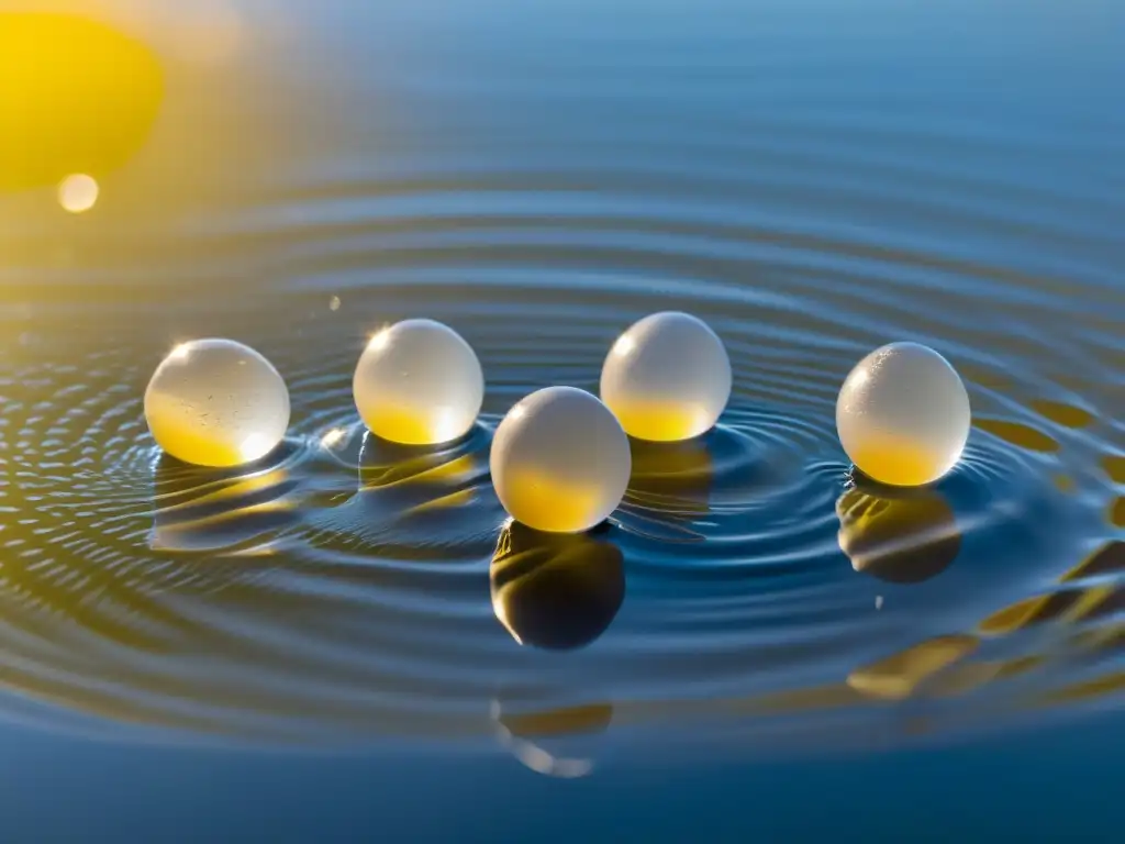 Un raft de huevos de mosquito flotando en agua estancada