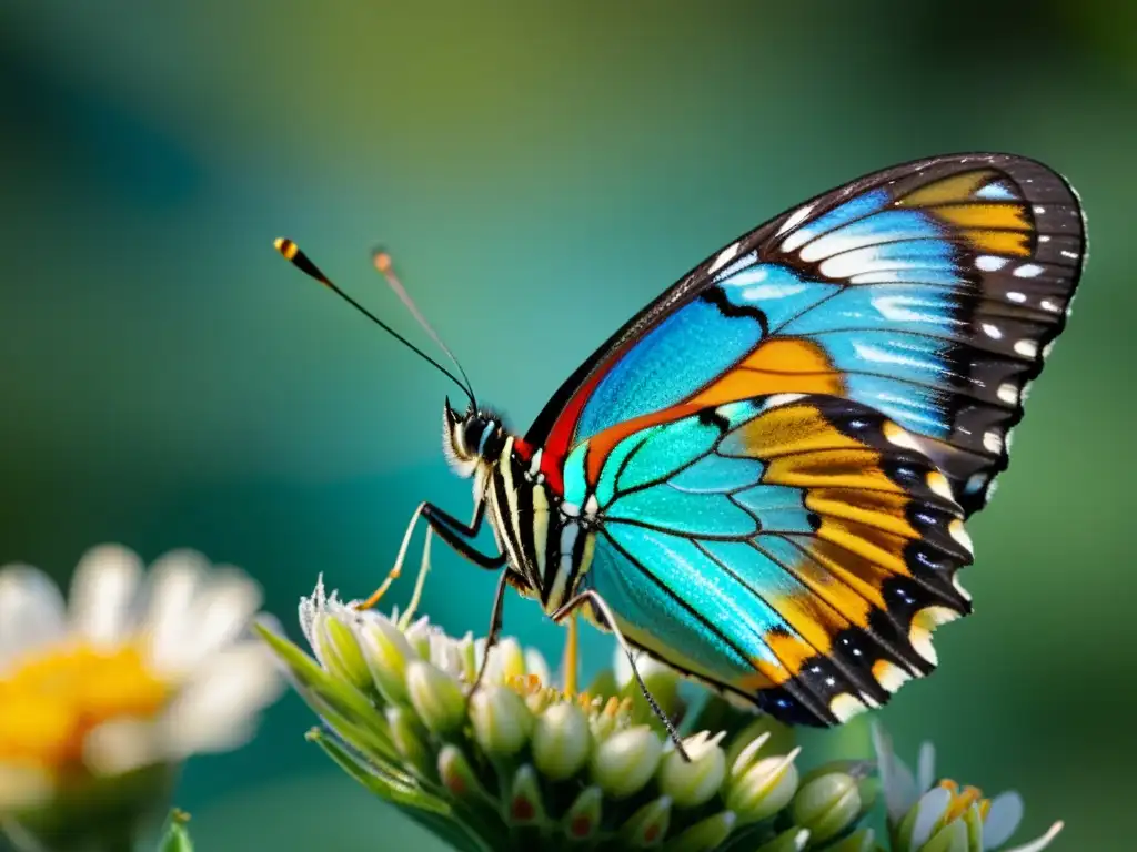 Realidad virtual para explorar insectos: Detalle hiperrealista de mariposa y flor en 8K