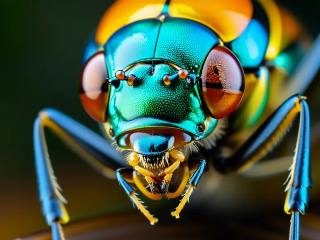 Sorprendente macro de un insecto con sistemas de señalización de peligro, destacando sus detalles y colores vibrantes