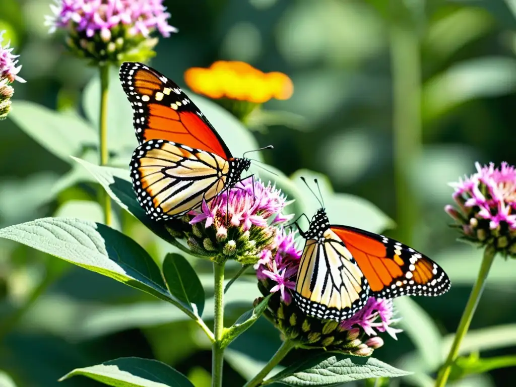 Un jardín urbano rebosante de mariposas y flores vibrantes, creando un paraíso para mariposas urbanas