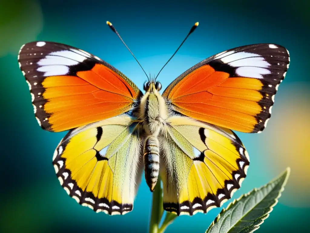 Mariposa vibrante en flor, detallada y delicada