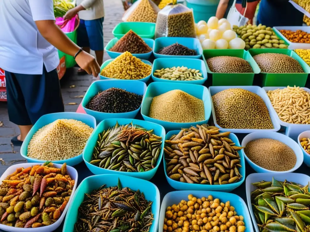 Vibrante mercado tailandés con insectos protagonistas en celebraciones globales